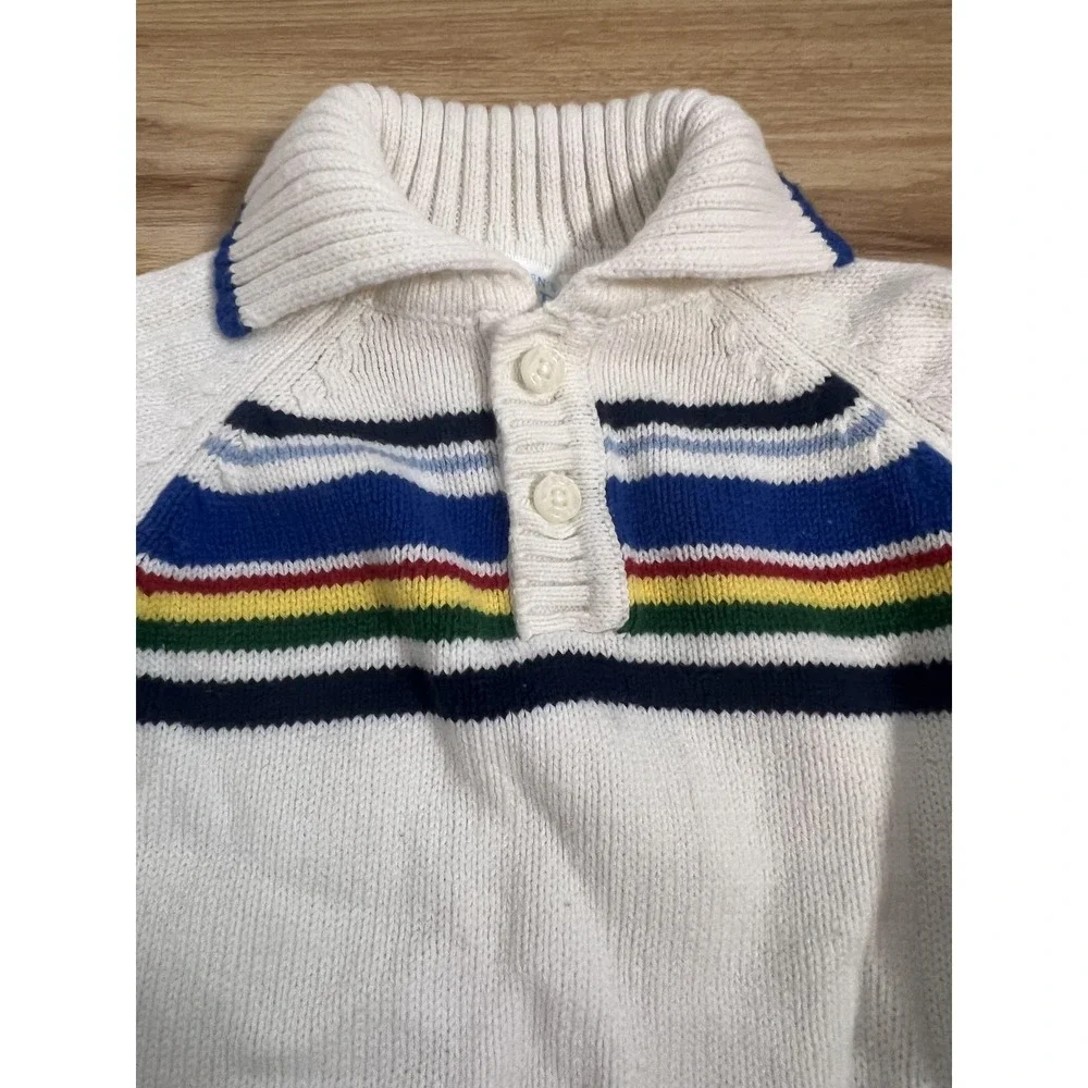 MVP Dept 3 Sweater Boys 3T White‎ Rainbow Stripe Collared Knit Pullover Preppy